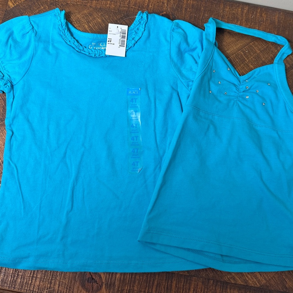 NWT 4T Childrens Place Set of 2 Blue Shirt/Blue Tank
